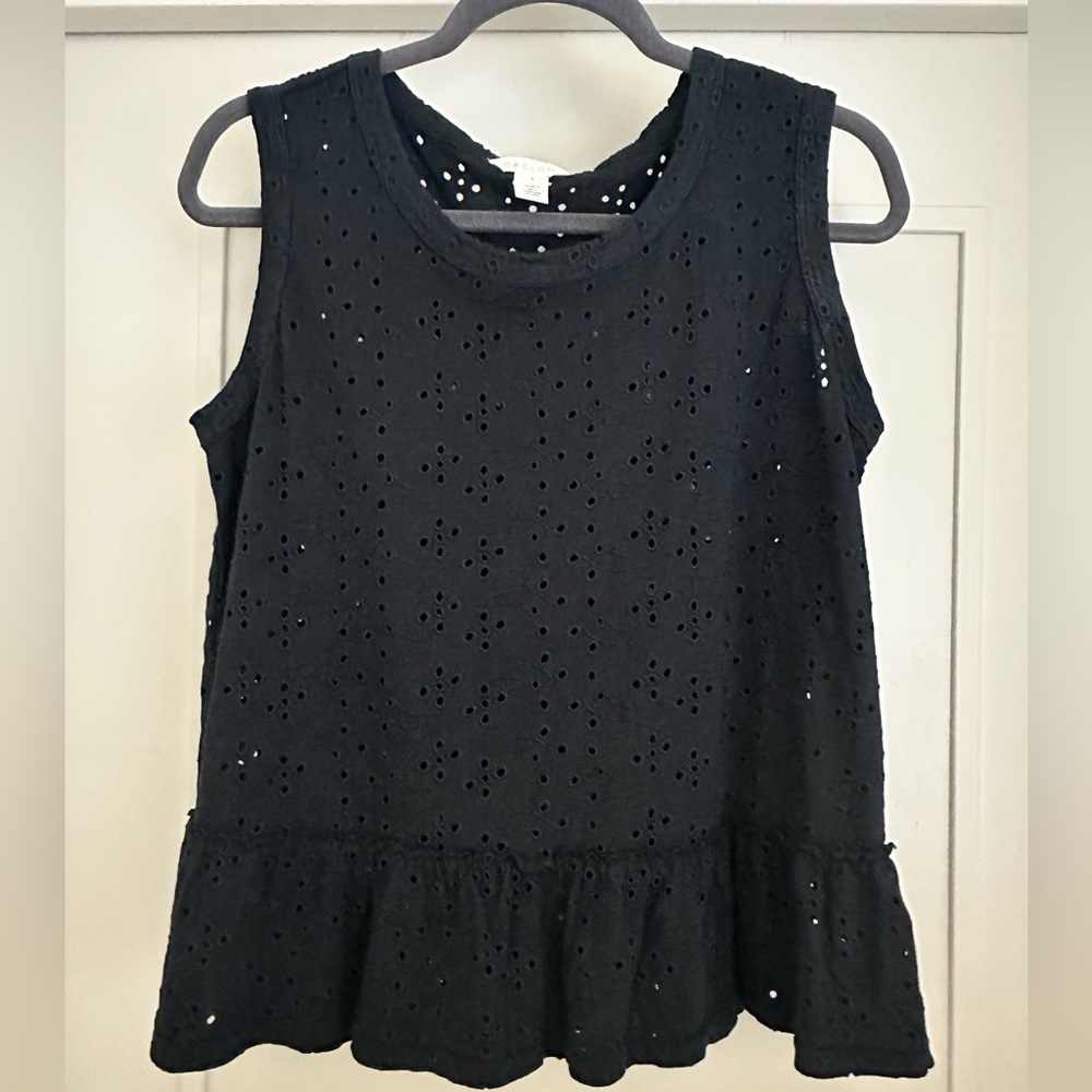 Caslon Black Sleeveless Peplum Tank Top- NWOT
